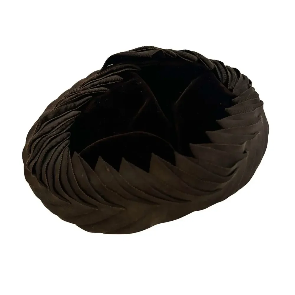 Vintage Velvet Evening Topper Hat Brown